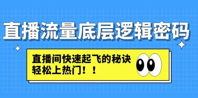 直播流量底层逻辑密码:直播间快速起飞的秘诀,轻松上热门-亿起创业网-副业兼职月入过万