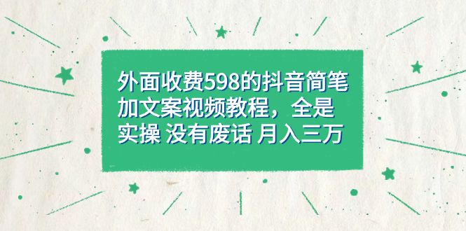 外面收费598抖音简笔加文案教程,全是实操 没有废话 月入三万(教程+资料)-亿盟网-副业月入过万