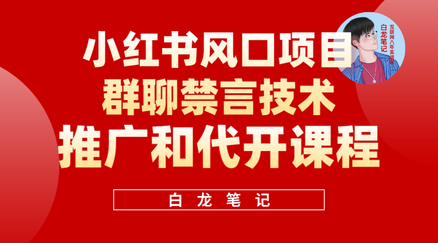 小红书风口项目日入300+，小红书群聊禁言技术代开项目，适合新手操作-亿盟网-副业月入过万