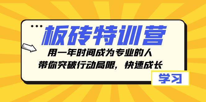 板砖特训营，用一年时间成为专业的人，带你突破行动局限，快速成长-亿起创业网-副业兼职月入过万-自媒体、引流推广、网赚项目、短视频、技术教程等创业项目资源
