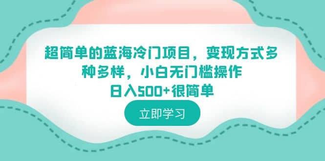 超简单的蓝海冷门项目，变现方式多种多样，小白无门槛操作日入500+很简单-亿盟网-副业月入过万