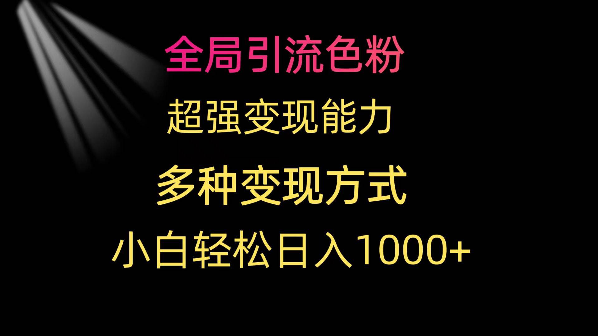 全局引流色粉 超强变现能力 多种变现方式 小白轻松日入1000+-亿起创业网-副业兼职月入过万-自媒体、引流推广、网赚项目、短视频、技术教程等创业项目资源
