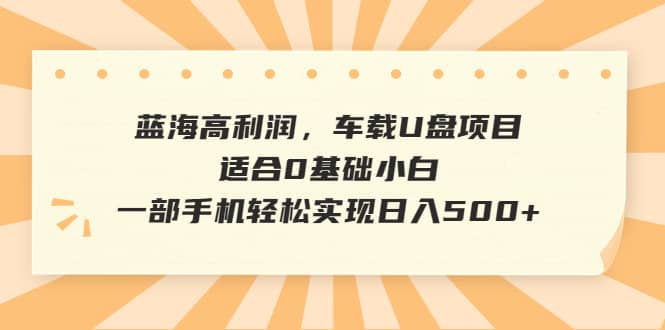 蓝海高利润，车载U盘项目，适合0基础小白，一部手机轻松实现日入500+-亿起创业网-副业兼职月入过万