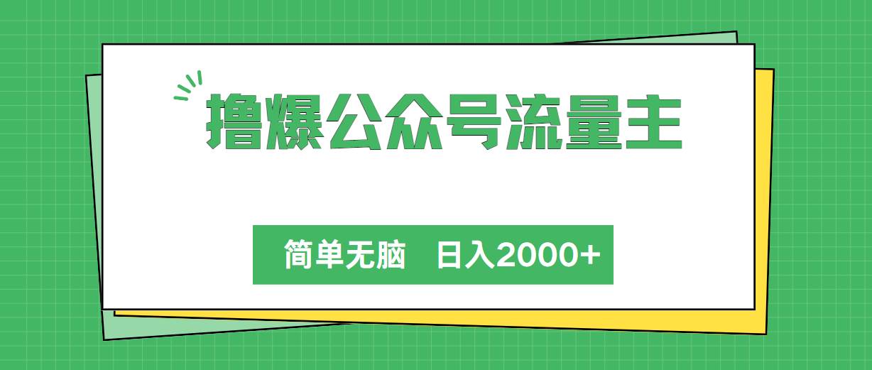 撸爆公众号流量主,简单无脑,单日变现2000+-亿盟网-副业月入过万