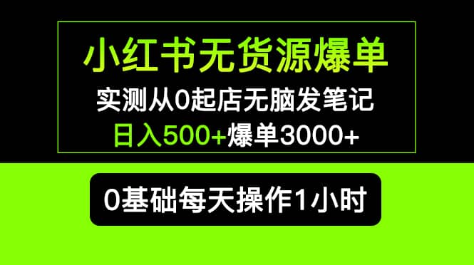 小红书无货源爆单 实测从0起店无脑发笔记爆单3000+长期项目可多店-亿起创业网-副业兼职月入过万-自媒体、引流推广、网赚项目、短视频、技术教程等创业项目资源
