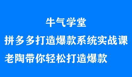 牛气学堂拼多多打造爆款系统实战课，老陶带你轻松打造爆款-亿盟网-副业月入过万