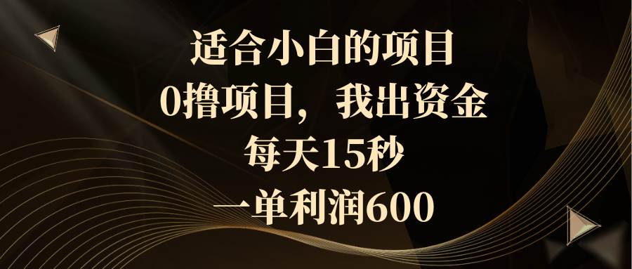 适合小白的项目，0撸项目，我出资金，每天15秒，一单利润600-亿盟网-副业月入过万