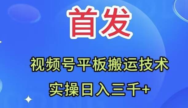 全网首发：视频号平板搬运技术，实操日入三千＋-亿盟网-副业月入过万