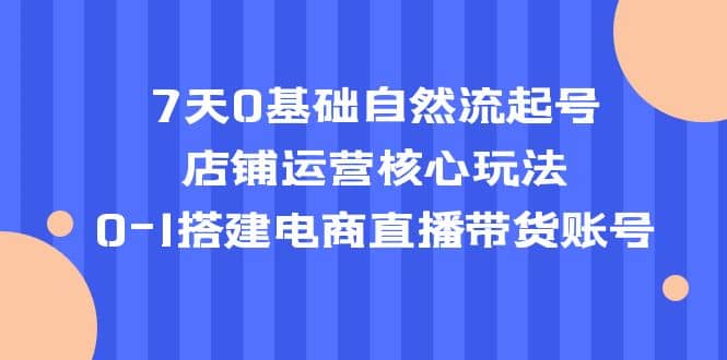7天0基础自然流起号,店铺运营核心玩法,0-1搭建电商直播带货账号-亿起创业网-副业兼职月入过万-自媒体、引流推广、网赚项目、短视频、技术教程等创业项目资源