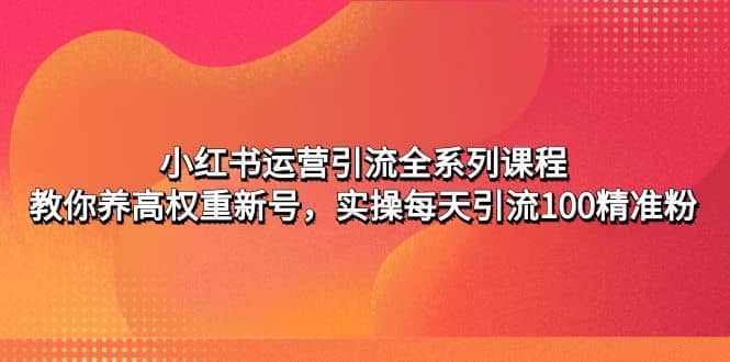 小红书运营引流全系列课程：教你养高权重新号-亿起创业网-副业兼职月入过万-自媒体、引流推广、网赚项目、短视频、技术教程等创业项目资源