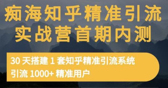 痴海知乎精准引流实战营1-2期,30天搭建1套知乎精准引流系统,引流1000+精准用户-亿起创业网-副业兼职月入过万-自媒体、引流推广、网赚项目、短视频、技术教程等创业项目资源
