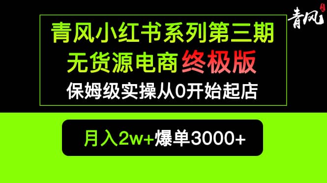 小红书无货源电商爆单终极版【视频教程+实战手册】保姆级实操从0起店爆单-亿盟网-副业月入过万