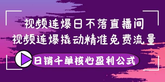 视频连爆日不落直播间，视频连爆撬动精准免费流量，日销千单核心盈利公式-亿起创业网-副业兼职月入过万