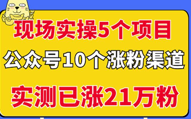 现场实操5个公众号项目，10个涨粉渠道，实测已涨21万粉！-亿盟网-副业月入过万