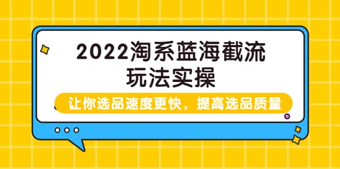 2022淘系蓝海截流玩法实操:让你选品速度更快,提高选品质量(价值599)-亿起创业网-副业兼职月入过万-自媒体、引流推广、网赚项目、短视频、技术教程等创业项目资源