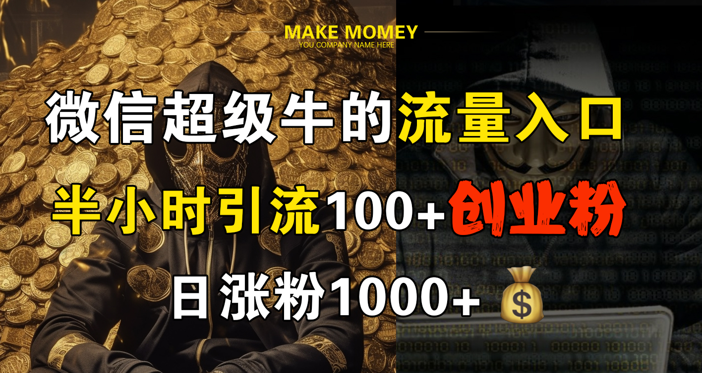 微信超级牛的流量入口，半小时引流100+创业粉，日涨粉1000+-亿起创业网-副业兼职月入过万-自媒体、引流推广、网赚项目、短视频、技术教程等创业项目资源