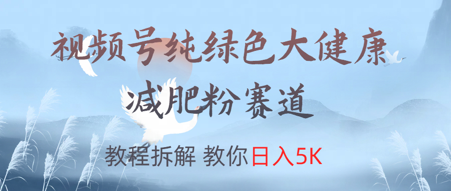 视频号纯绿色大健康粉赛道，教程拆解，教你日入5K-亿起创业网-副业兼职月入过万-自媒体、引流推广、网赚项目、短视频、技术教程等创业项目资源