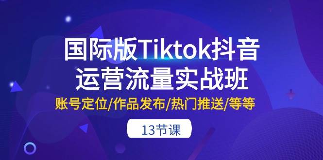 国际版Tiktok抖音运营流量实战班：账号定位/作品发布/热门推送/等等-13节-亿盟网-副业月入过万