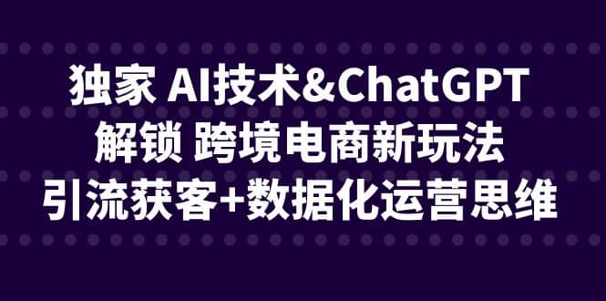 独家 AI技术ChatGPT解锁 跨境电商新玩法,引流获客+数据化运营思维-亿起创业网-副业兼职月入过万-自媒体、引流推广、网赚项目、短视频、技术教程等创业项目资源
