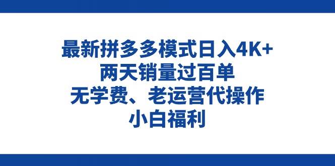 拼多多最新模式日入4K+两天销量过百单,无学费、老运营代操作、小白福利-亿盟网-副业月入过万