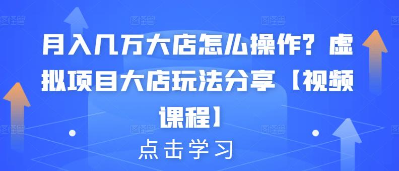 月入几万大店怎么操作？虚拟项目大店玩法分享【视频课程】-亿盟网-副业月入过万