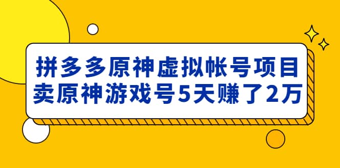外面卖2980的拼多多原神虚拟帐号项目-亿起创业网-副业兼职月入过万-自媒体、引流推广、网赚项目、短视频、技术教程等创业项目资源