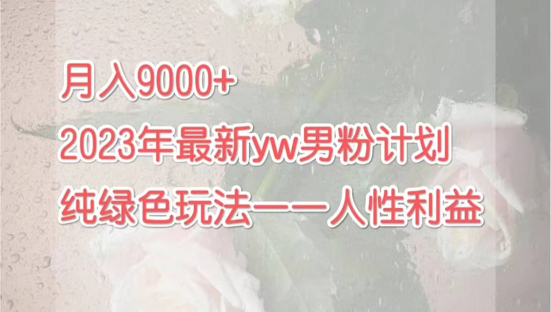 月入9000+2023年9月最新yw男粉计划绿色玩法——人性之利益-亿盟网-副业月入过万