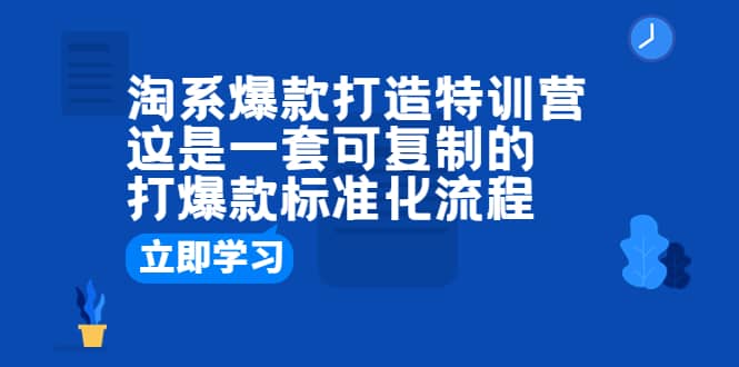 淘系爆款打造特训营:这是一套可复制的打爆款标准化流程-亿盟网-副业月入过万