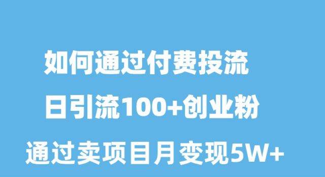 如何通过付费投流日引流100+创业粉月变现5W+-亿起创业网-副业兼职月入过万-自媒体、引流推广、网赚项目、短视频、技术教程等创业项目资源