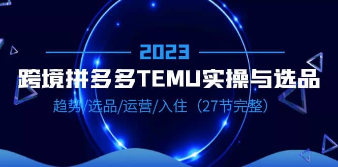 2023跨境·拼多多·TEMU实操与选品,趋势·选品·运营·入住(27节完整)-亿盟网-副业月入过万