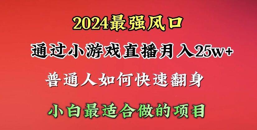 2024年最强风口，通过小游戏直播月入25w+单日收益5000+小白最适合做的项目-亿起创业网-副业兼职月入过万-自媒体、引流推广、网赚项目、短视频、技术教程等创业项目资源