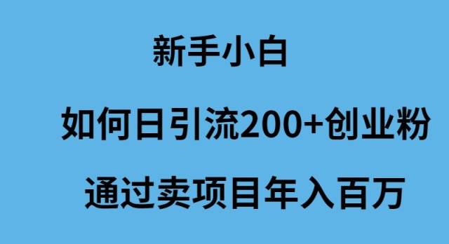 新手小白如何日引流200+创业粉通过卖项目年入百万-亿起创业网-副业兼职月入过万-自媒体、引流推广、网赚项目、短视频、技术教程等创业项目资源