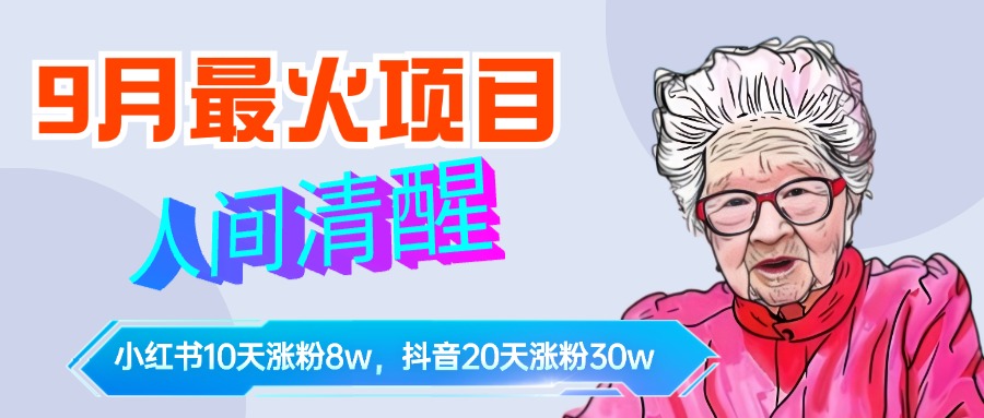 9月最火项目，人间清醒柒奶奶，10天小红薯涨粉8w+，单篇笔记报价1400.-亿盟网-副业月入过万