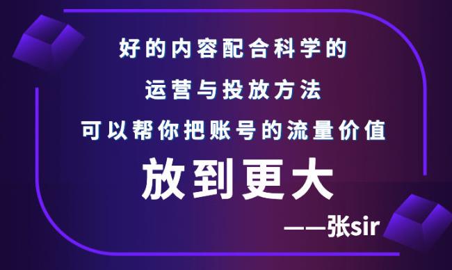张sir账号流量增长课，告别海王流量，让你的流量更精准-亿盟网-副业月入过万