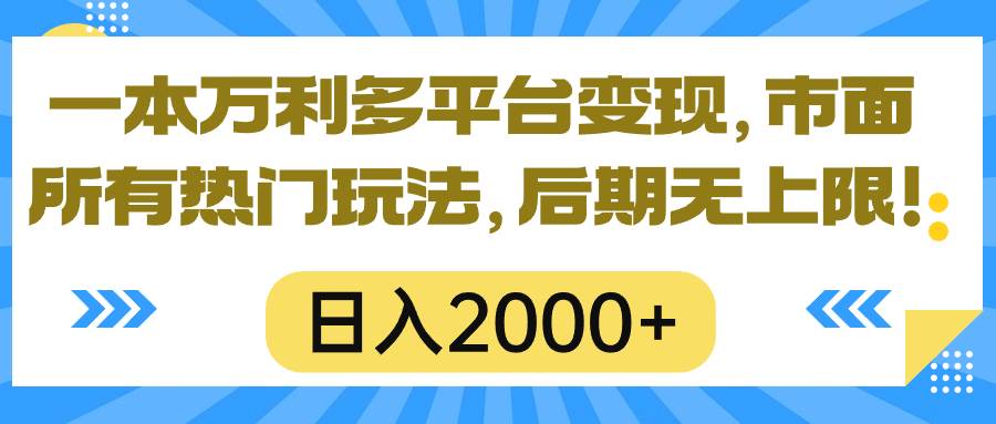 一本万利多平台变现,市面所有热门玩法,日入2000+,后期无上限!-亿盟网-副业月入过万