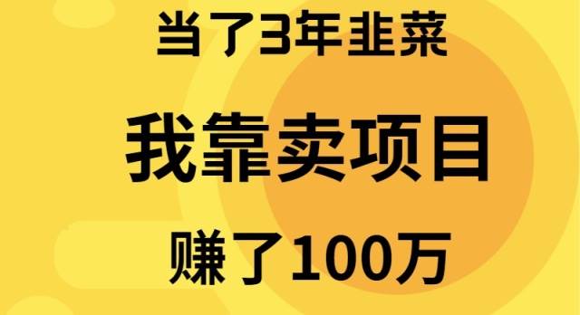 当了3年韭菜，我靠卖项目赚了100万-亿起创业网-副业兼职月入过万-自媒体、引流推广、网赚项目、短视频、技术教程等创业项目资源