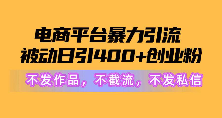 电商平台暴力引流,被动日引400+创业粉不发作品,不截流,不发私信-亿起创业网-副业兼职月入过万-自媒体、引流推广、网赚项目、短视频、技术教程等创业项目资源