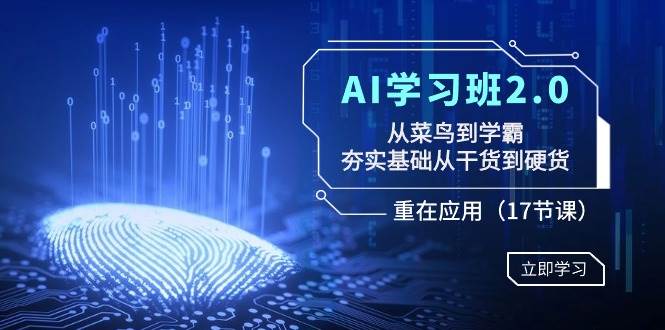AI学习班2.0：从菜鸟到学霸，夯实基础从干货到硬货，重在应用（17节课）-亿盟网-副业月入过万