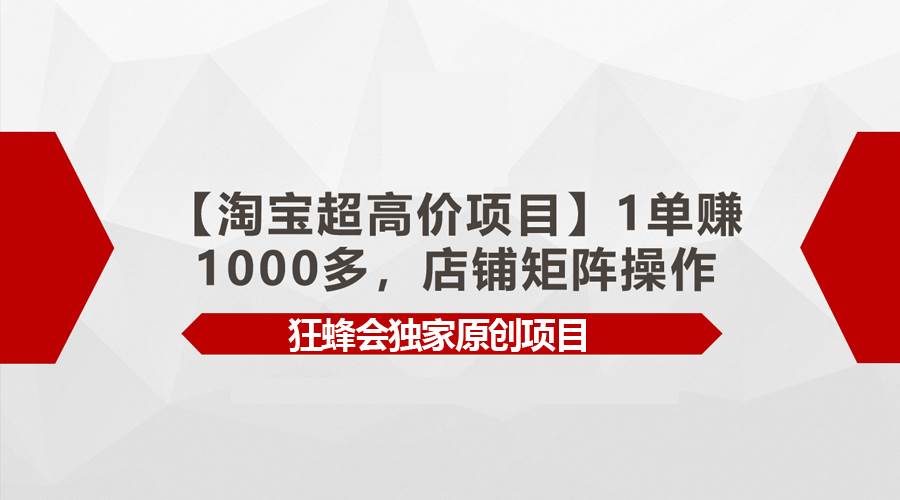 【淘宝超高价项目】1单赚1000多,店铺矩阵操作-亿起创业网-副业兼职月入过万-自媒体、引流推广、网赚项目、短视频、技术教程等创业项目资源
