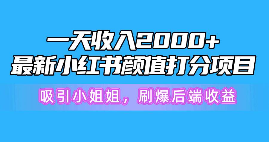 一天收入2000+,最新小红书颜值打分项目,吸引小姐姐,刷爆后端收益-亿起创业网-副业兼职月入过万-自媒体、引流推广、网赚项目、短视频、技术教程等创业项目资源