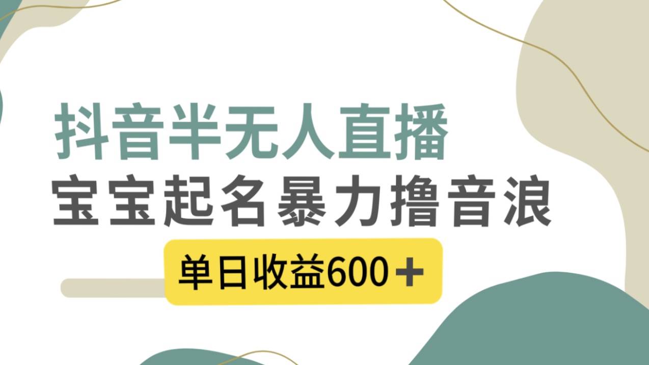 抖音半无人直播,宝宝起名,暴力撸音浪,单日收益600+-亿起创业网-副业兼职月入过万-自媒体、引流推广、网赚项目、短视频、技术教程等创业项目资源