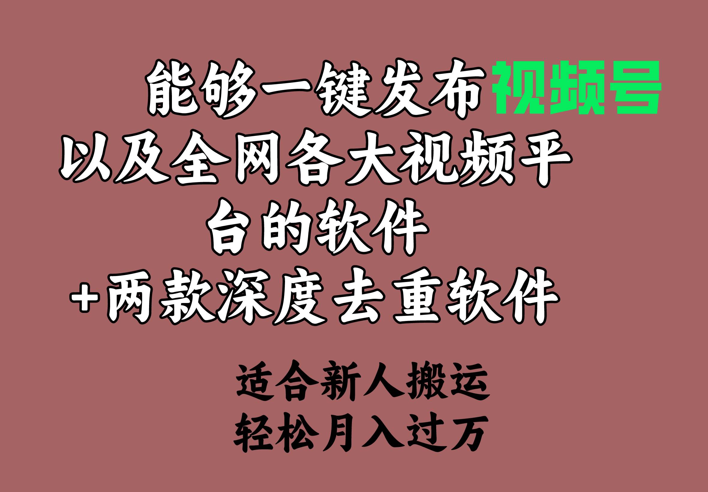 能够一键发布视频号以及全网各大视频平台的软件+两款深度去重软件 适合...-亿起创业网-副业兼职月入过万-自媒体、引流推广、网赚项目、短视频、技术教程等创业项目资源