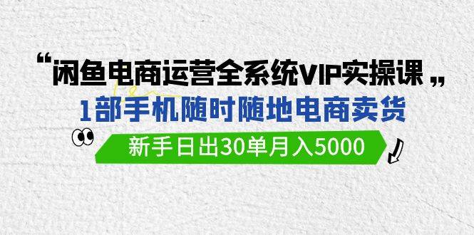 闲鱼电商运营全系统VIP实战课,1部手机随时随地卖货,新手日出30单月入5000-亿起创业网-副业兼职月入过万-自媒体、引流推广、网赚项目、短视频、技术教程等创业项目资源