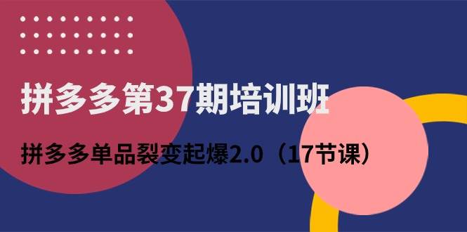 拼多多第37期培训班:拼多多单品裂变起爆2.0(17节课)-亿起创业网-副业兼职月入过万-自媒体、引流推广、网赚项目、短视频、技术教程等创业项目资源