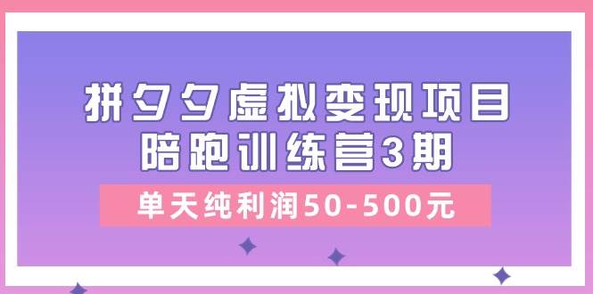 某收费培训《拼夕夕虚拟变现项目陪跑训练营3期》单天纯利润50-500元-亿盟网-副业月入过万