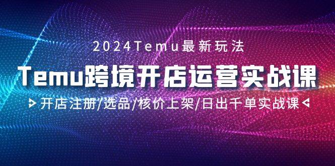 2024Temu跨境开店运营实战课，开店注册/选品/核价上架/日出千单实战课-亿起创业网-副业兼职月入过万-自媒体、引流推广、网赚项目、短视频、技术教程等创业项目资源