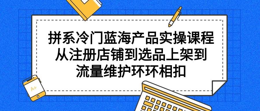 拼系冷门蓝海产品实操课程,从注册店铺到选品上架到流量维护环环相扣-亿盟网-副业月入过万