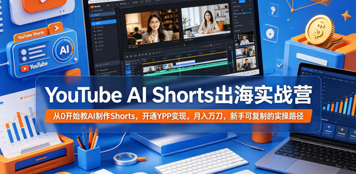 YouTube AI Shorts出海实战营，从0开始教AI制作Shorts，开通YPP变现，月入万刀，新手可复制的实操路径-亿起创业网-副业兼职月入过万-自媒体、引流推广、网赚项目、短视频、技术教程等创业项目资源