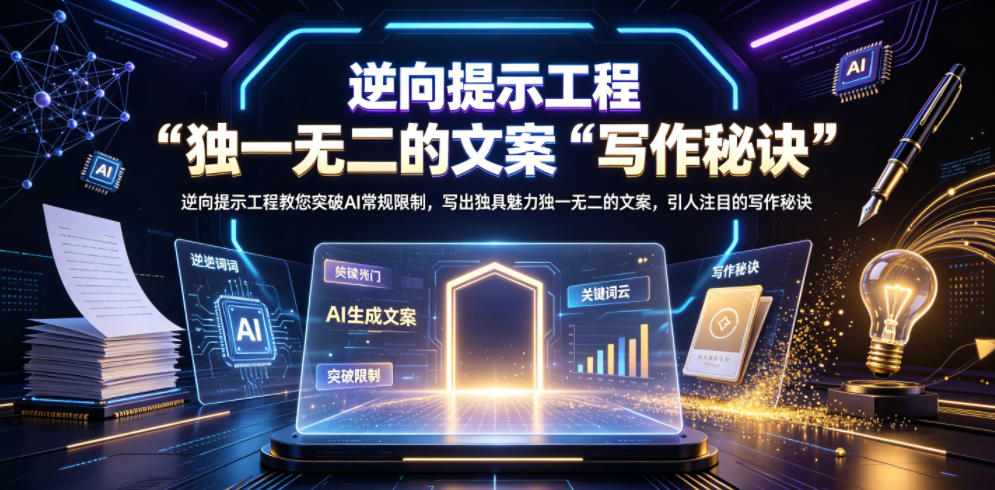 逆向提示工程教您突破AI常规限制，写出独具魅力独一无二的文案，引人注目的写作秘诀【原创双语字幕】-亿起创业网-副业兼职月入过万-自媒体、引流推广、网赚项目、短视频、技术教程等创业项目资源