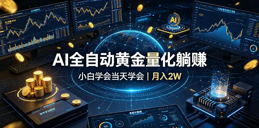 AI全自动黄金量化躺賺：小白学会当天学会，月入2W！【揭秘】-亿起创业网-副业兼职月入过万-自媒体、引流推广、网赚项目、短视频、技术教程等创业项目资源